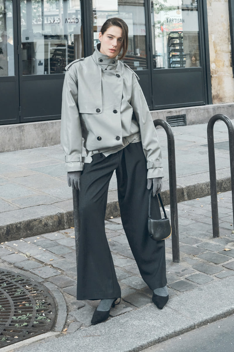 Project Wave - Korean Women Fashion - #womensfashion - Petal Half Leather Trench Coat - 10