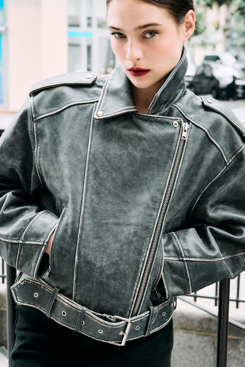 Project Wave - Korean Women Fashion - #womensfashion - Aging Real Rider Jacket - 7