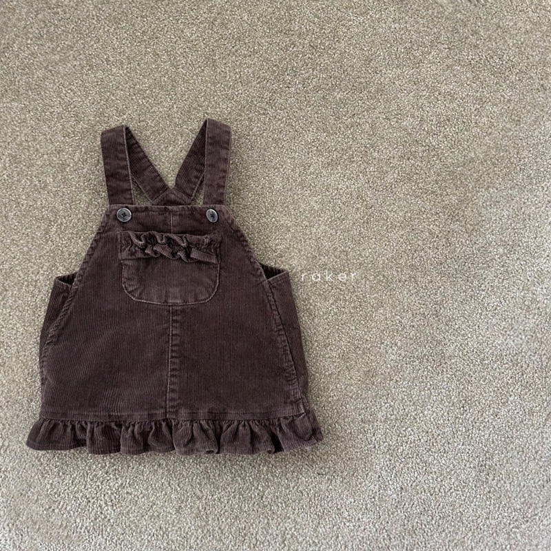 Raker - Korean Children Fashion - #fashionkids - Frill Pocket Jumper Skirt - 2