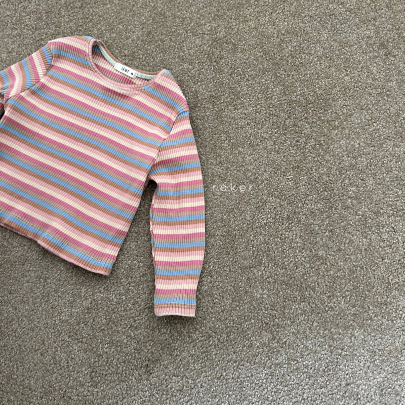 Raker - Korean Children Fashion - #kidsstore - Rainbow Ribbed Tee - 2