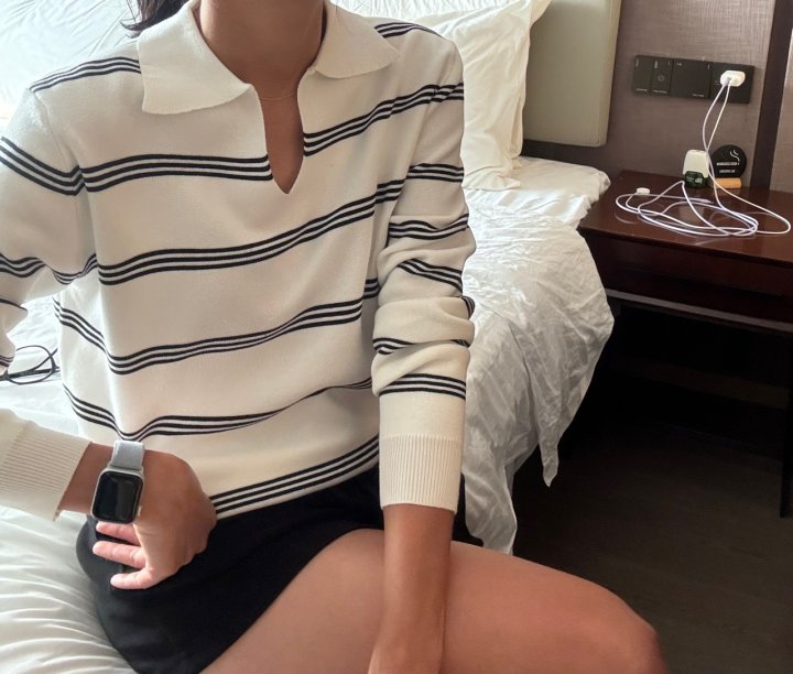 Ripple - Korean Women Fashion - #momslook - Coast Collar Knit Top - 3