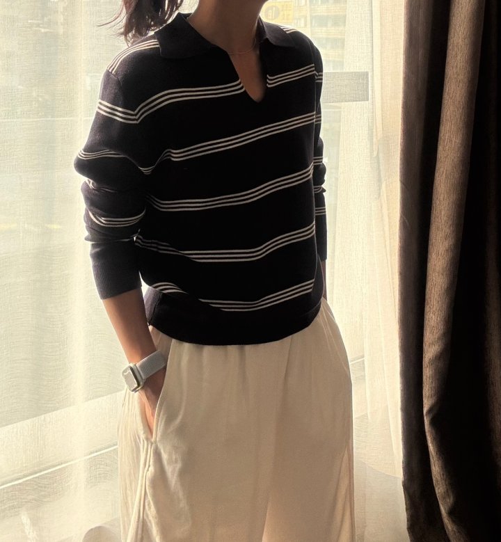 Ripple - Korean Women Fashion - #momslook - Coast Collar Knit Top - 7