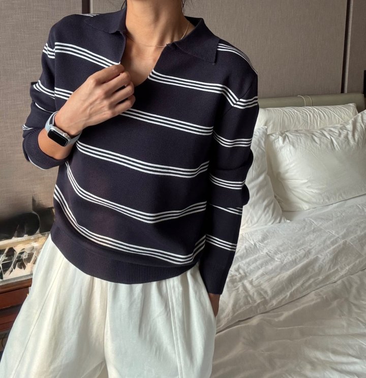 Ripple - Korean Women Fashion - #momslook - Coast Collar Knit Top - 9