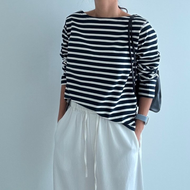 Ripple - Korean Women Fashion - #momslook - Sweet Stripe Tee