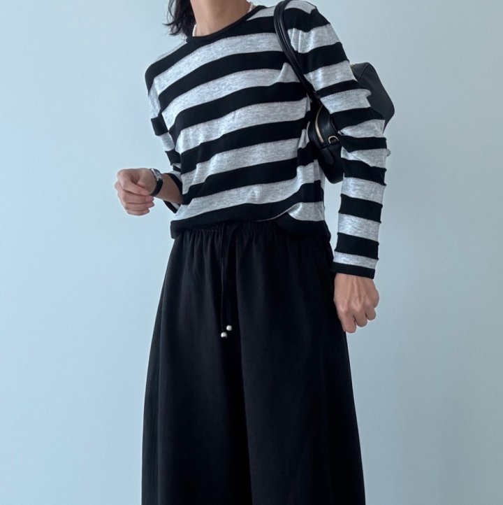 Ripple - Korean Women Fashion - #womensfashion - Coy Stripe Knit Pullover - 4