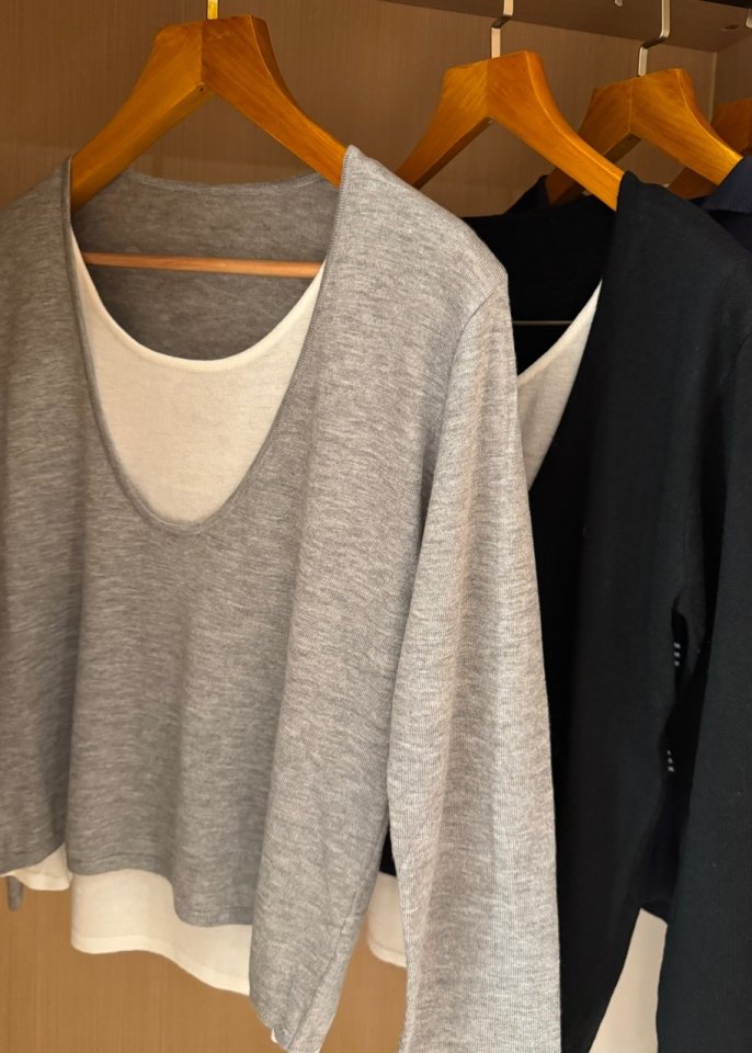 Ripple - Korean Women Fashion - #shopsmall - Double V Knit Top
