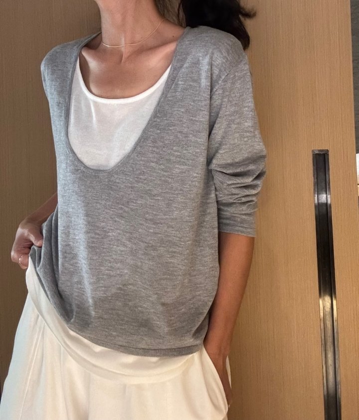 Ripple - Korean Women Fashion - #thelittlethings - Double V Knit Top - 3