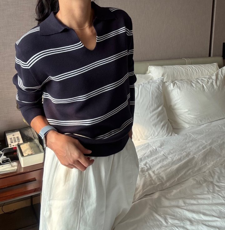 Ripple - Korean Women Fashion - #womensfashion - Coast Collar Knit Top - 10