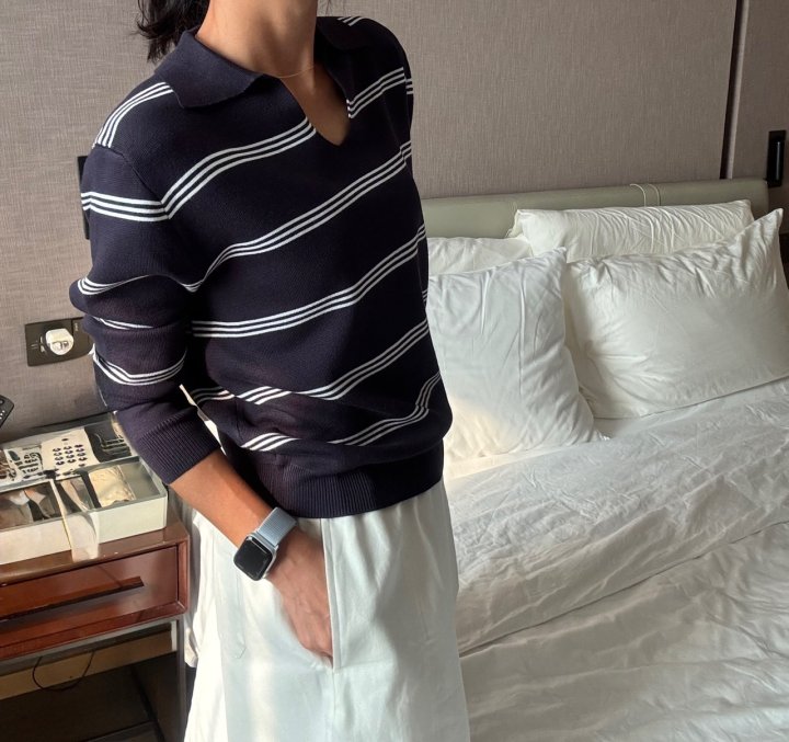 Ripple - Korean Women Fashion - #womensfashion - Coast Collar Knit Top - 12