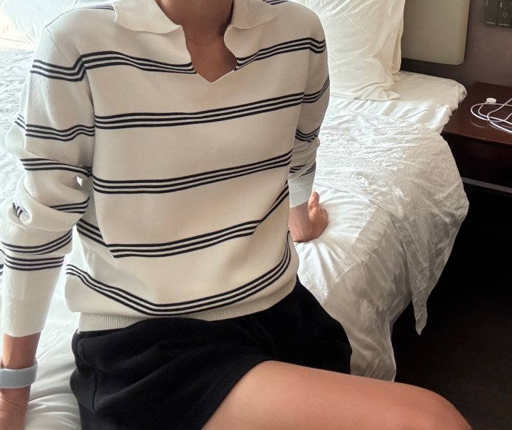 Ripple - Korean Women Fashion - #womensfashion - Coast Collar Knit Top - 2