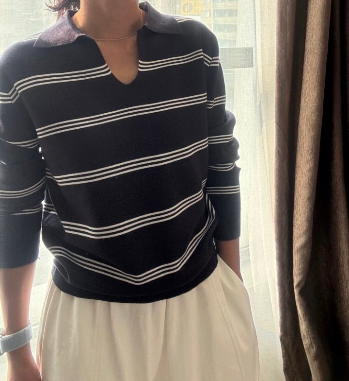 Ripple - Korean Women Fashion - #womensfashion - Coast Collar Knit Top - 8