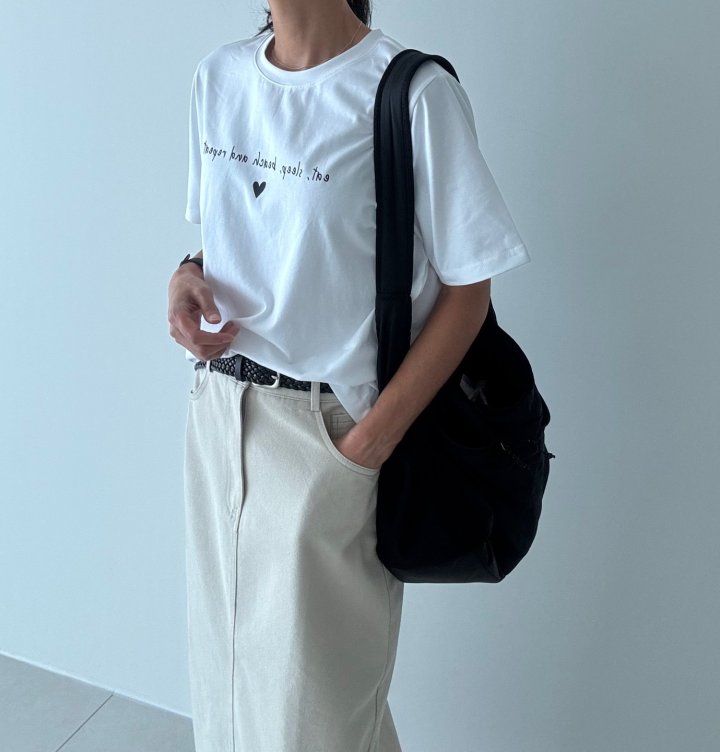 Ripple - Korean Women Fashion - #momslook - Mini Heart Tee - 4
