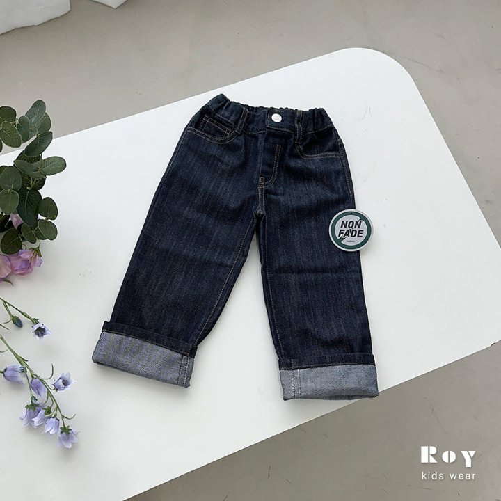 Roy - Korean Children Fashion - #Kfashion4kids - Non-Fade Roll-Up Jeans - 12
