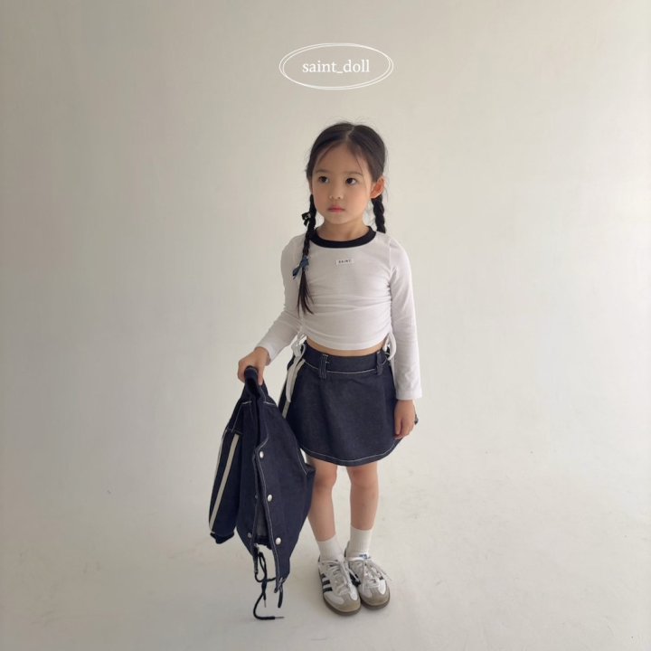 Saint Doll - Korean Children Fashion - #childofig - Denim Tape Skirt - 9