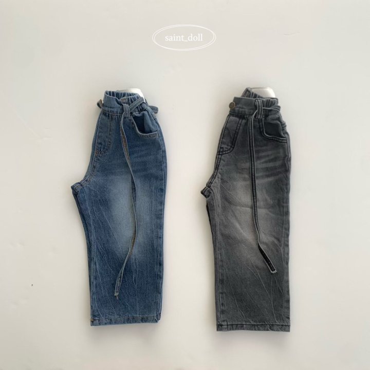 Saint Doll - Korean Children Fashion - #childofig - Strap Denim Wide Pants