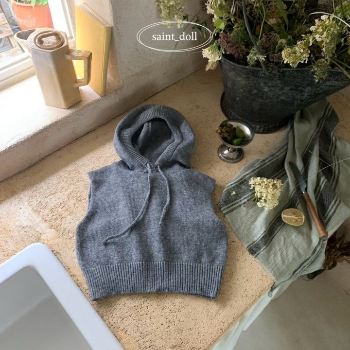 Saint Doll - Korean Children Fashion - #childofig - Hooded Knit Vest - 4