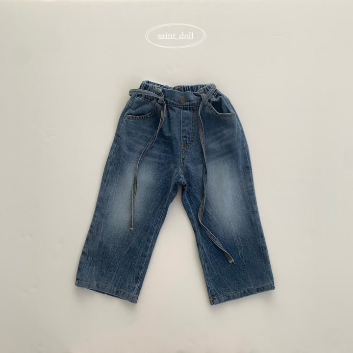 Saint Doll - Korean Children Fashion - #designkidswear - Strap Denim Wide Pants - 3