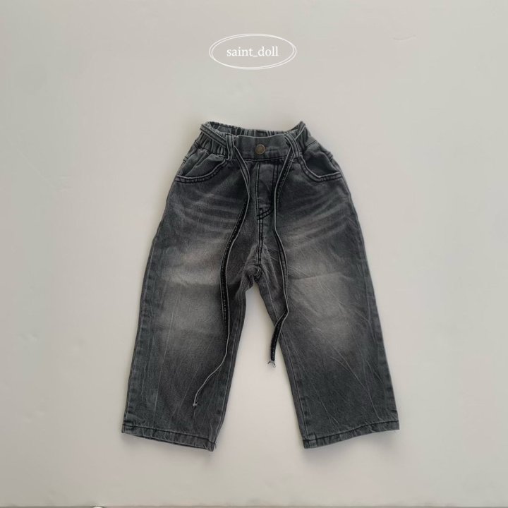 Saint Doll - Korean Children Fashion - #designkidswear - Strap Denim Wide Pants - 4