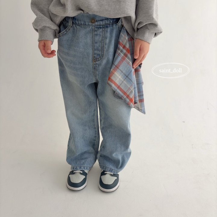 Saint Doll - Korean Children Fashion - #discoveringself - Check Zipper Denim Pants - 11