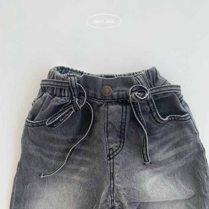Saint Doll - Korean Children Fashion - #fashionkids - Strap Denim Wide Pants - 5