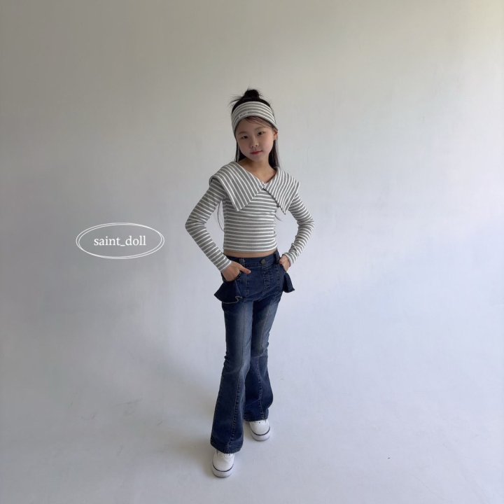 Saint Doll - Korean Children Fashion - #kidsstore - Ruffle Denim Bootcut Pants - 7