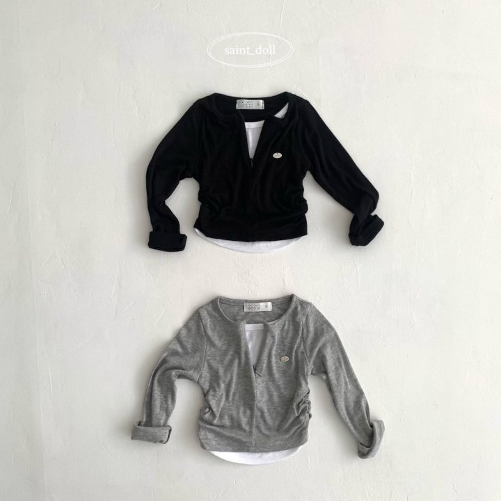 Saint Doll - Korean Children Fashion - #kidsstore - Double Zip-Up Tee