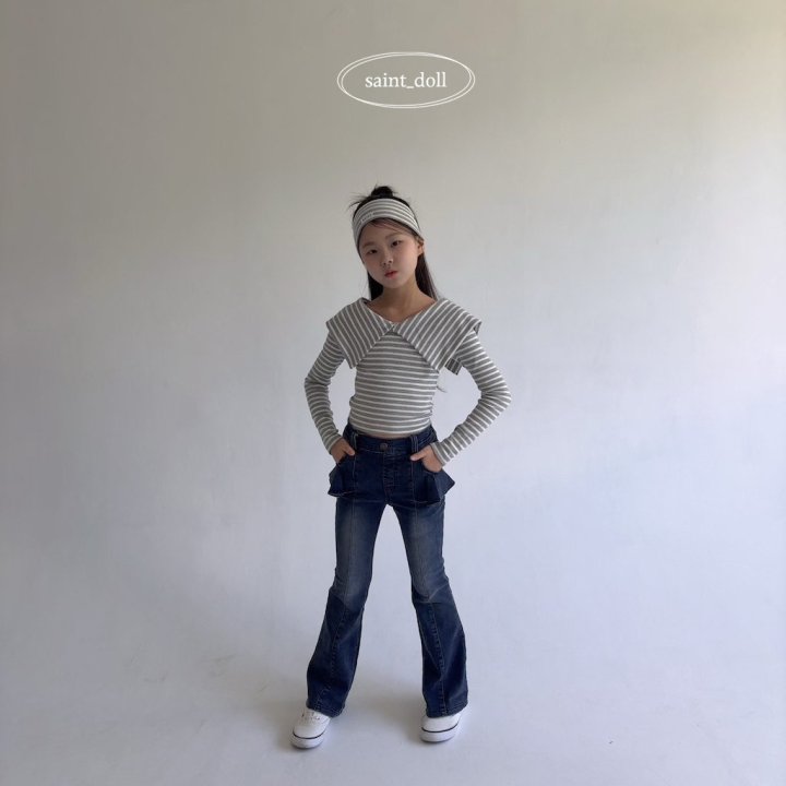 Saint Doll - Korean Children Fashion - #kidzfashiontrend - Ruffle Denim Bootcut Pants - 8