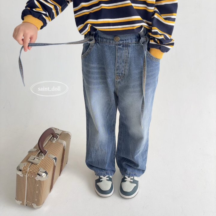Saint Doll - Korean Children Fashion - #minifashionista - Strap Denim Wide Pants - 12
