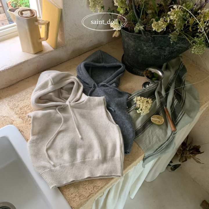 Saint Doll - Korean Children Fashion - #minifashionista - Hooded Knit Vest