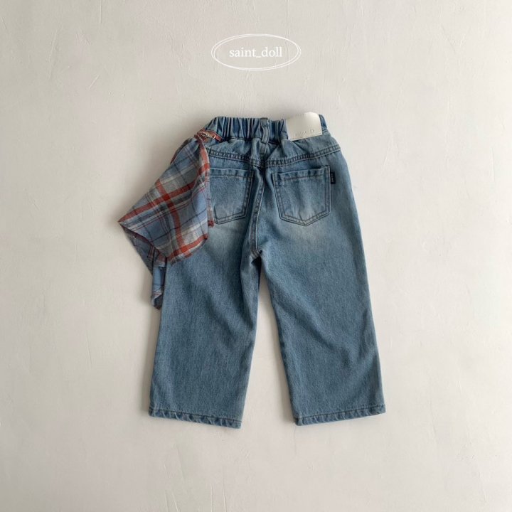 Saint Doll - Korean Children Fashion - #prettylittlegirls - Check Zipper Denim Pants - 6