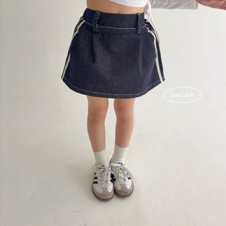 Saint Doll - Korean Children Fashion - #toddlerclothing - Denim Tape Skirt - 7