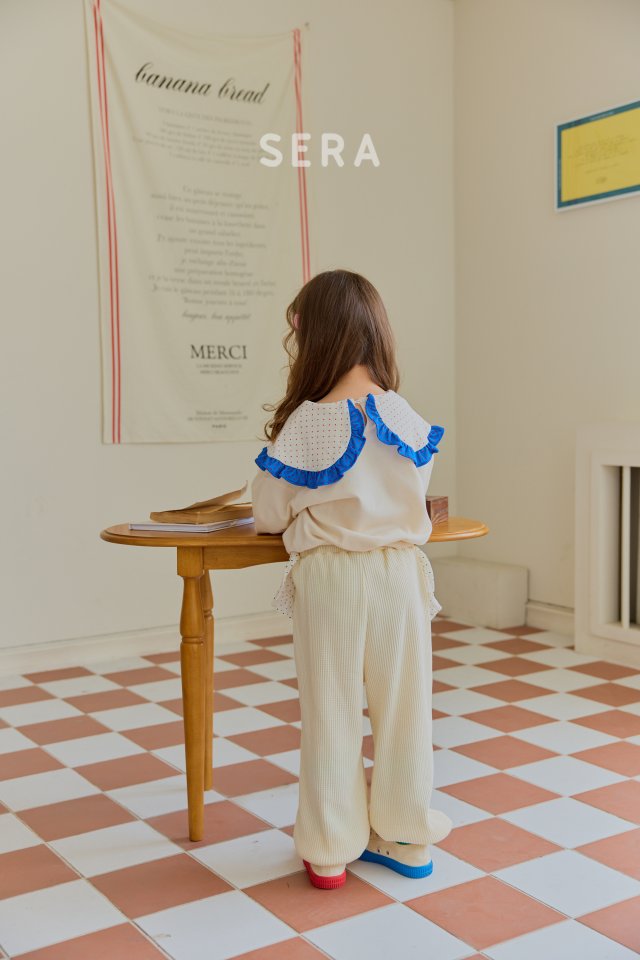Sera - Korean Children Fashion - #Kfashion4kids - Blue Frill Collar Sweatshirt - 6
