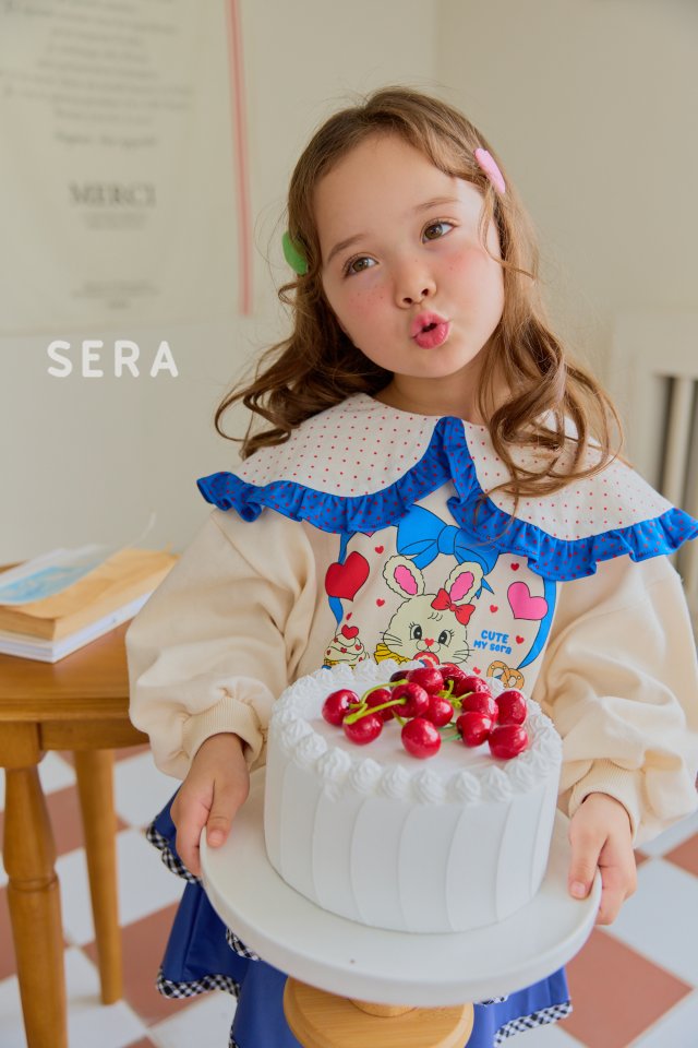 Sera - Korean Children Fashion - #discoveringself - Blue Frill Collar Sweatshirt