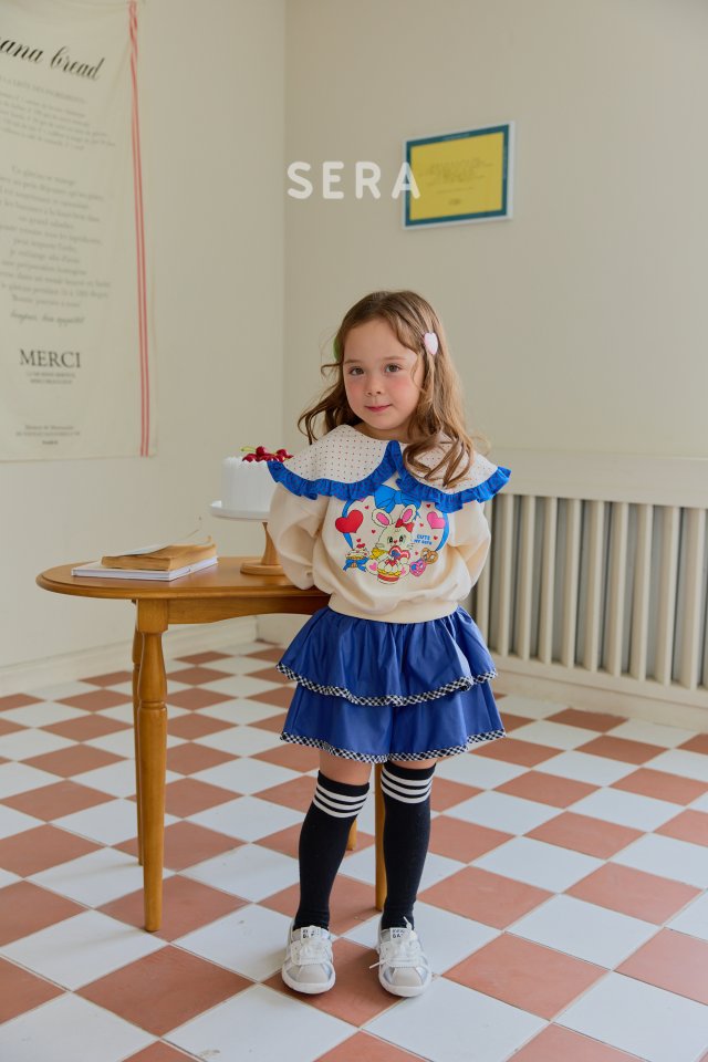 Sera - Korean Children Fashion - #kidsshorts - Blue Frill Collar Sweatshirt - 3