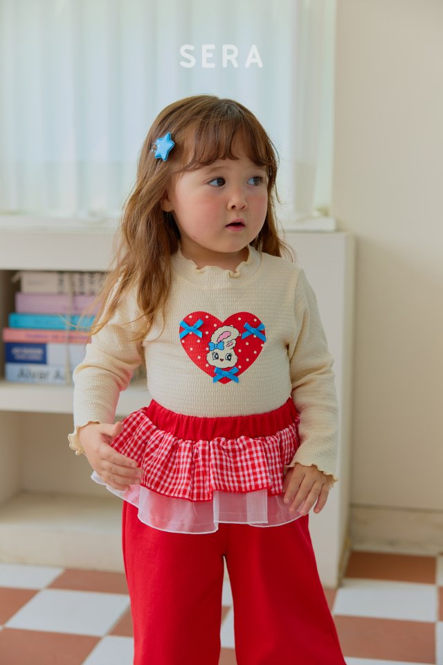 Sera - Korean Children Fashion - #kidsshorts - Dot Heart Rib Tee - 9