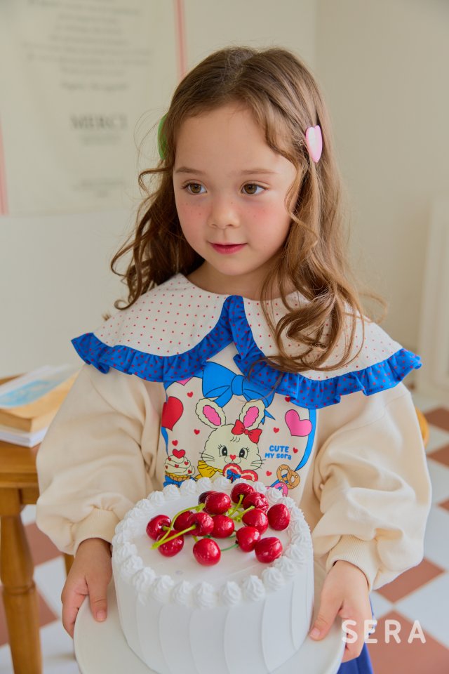 Sera - Korean Children Fashion - #kidzfashiontrend - Blue Frill Collar Sweatshirt - 5