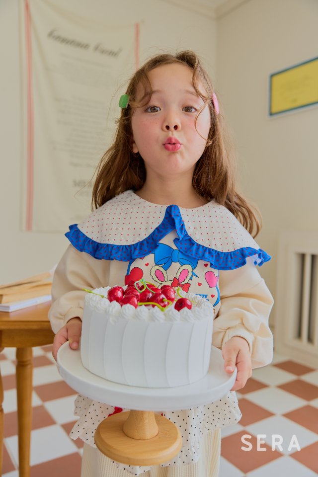 Sera - Korean Children Fashion - #littlefashionista - Blue Frill Collar Sweatshirt - 7