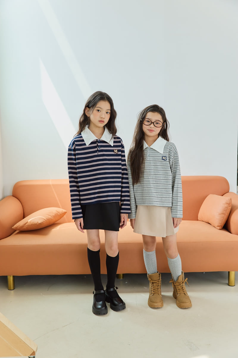 Sm2 - Korean Children Fashion - #fashionkids - T08 Stripe Collar Tee - 3