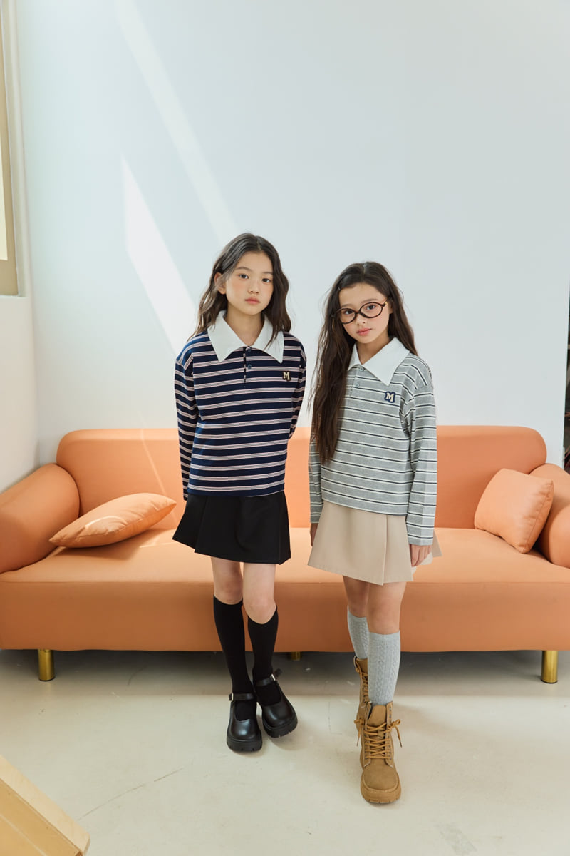 Sm2 - Korean Children Fashion - #kidsstore - T08 Stripe Collar Tee - 5