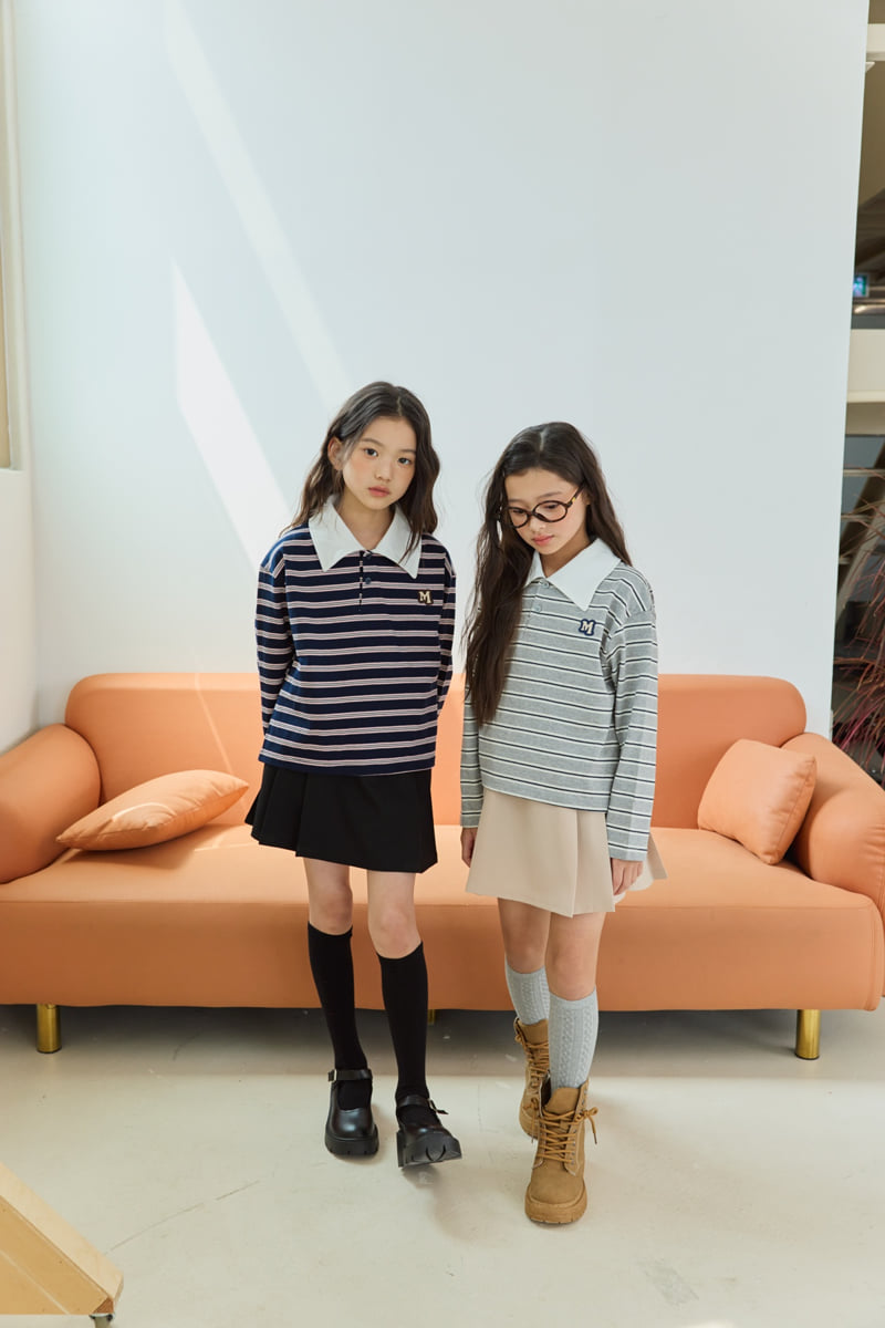 Sm2 - Korean Children Fashion - #kidzfashiontrend - T08 Stripe Collar Tee - 6