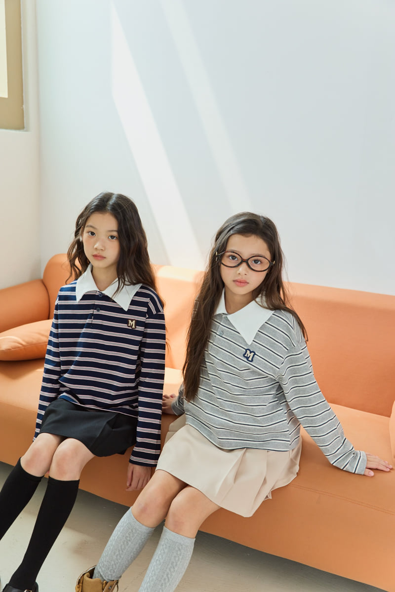 Sm2 - Korean Children Fashion - #minifashionista - T08 Stripe Collar Tee - 10