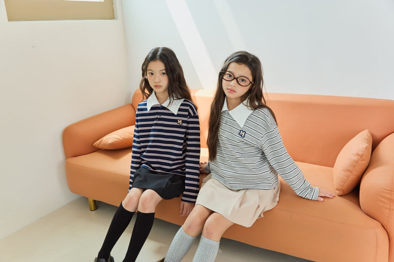 Sm2 - Korean Children Fashion - #prettylittlegirls - T08 Stripe Collar Tee - 11