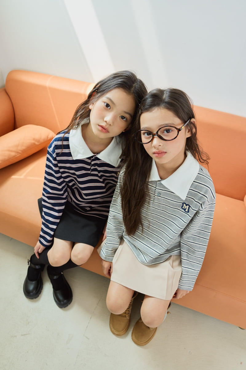 Sm2 - Korean Children Fashion - #todddlerfashion - T08 Stripe Collar Tee - 12