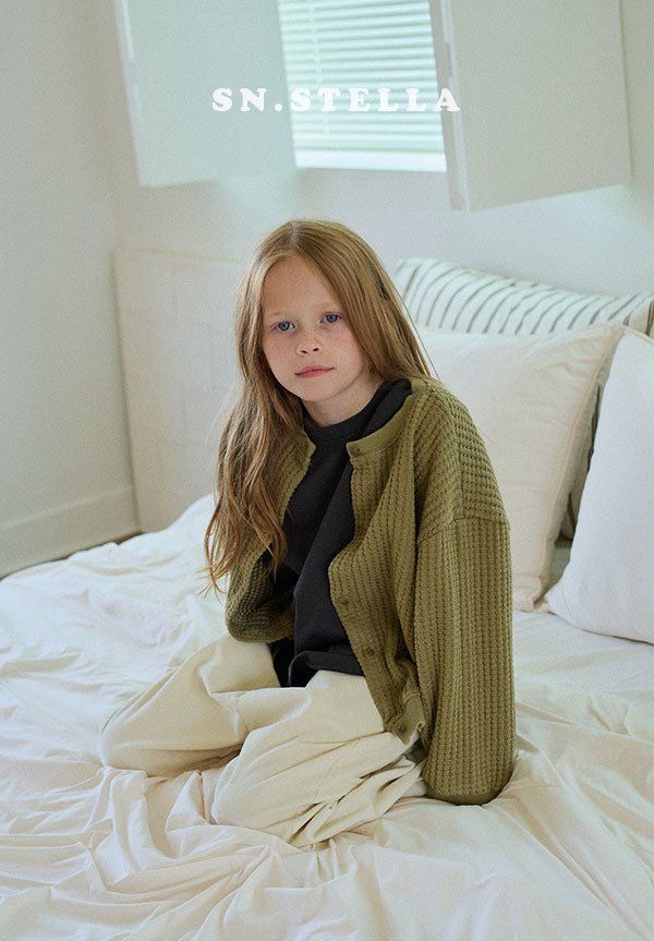 Sn.stella - Korean Children Fashion - #childrensboutique - Cozy Waffle Cardigan - 7