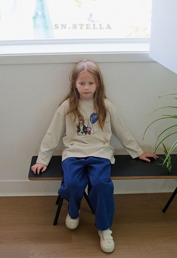Sn.stella - Korean Children Fashion - #kidsshorts - Blue Bulldog Tee