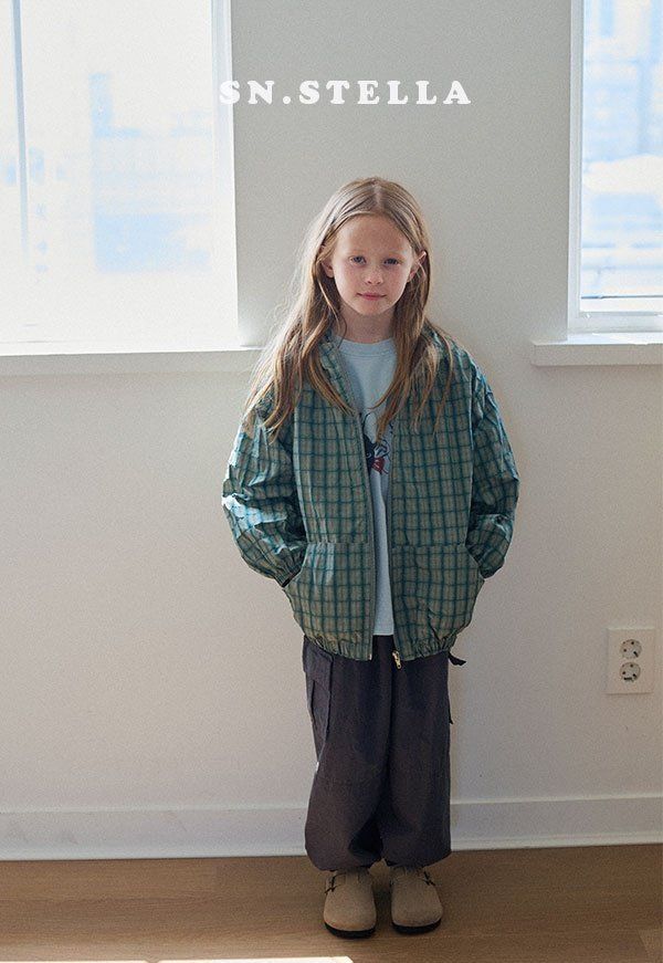 Sn.stella - Korean Children Fashion - #toddlerclothing - Check Hood Jumper
