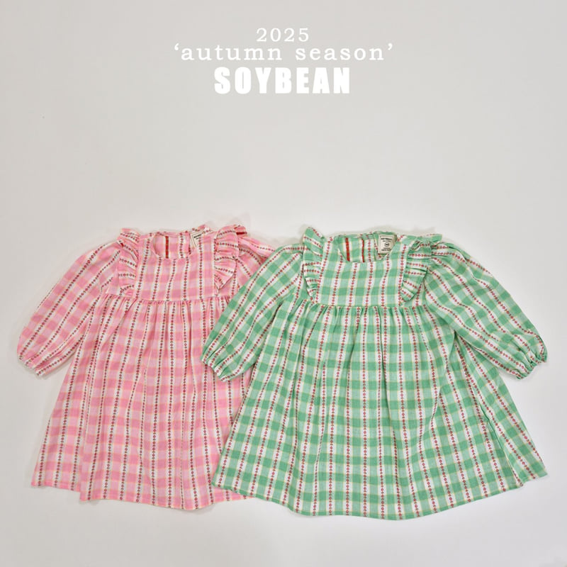 Soybean - Korean Children Fashion - #childofig - Checked Flower One-piece
