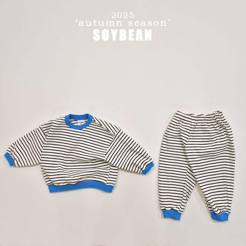 Soybean - Korean Children Fashion - #childrensboutique - Pointed Stripe Top Bottom Set - 7