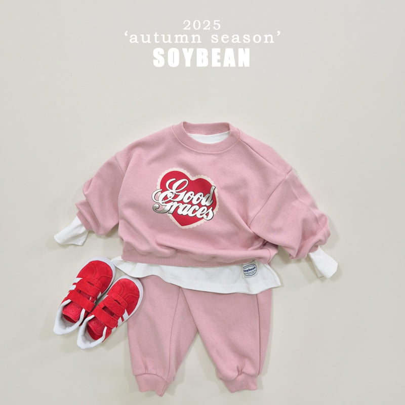 Soybean - Korean Children Fashion - #childofig - Bling Heart Top Bottom Set - 4