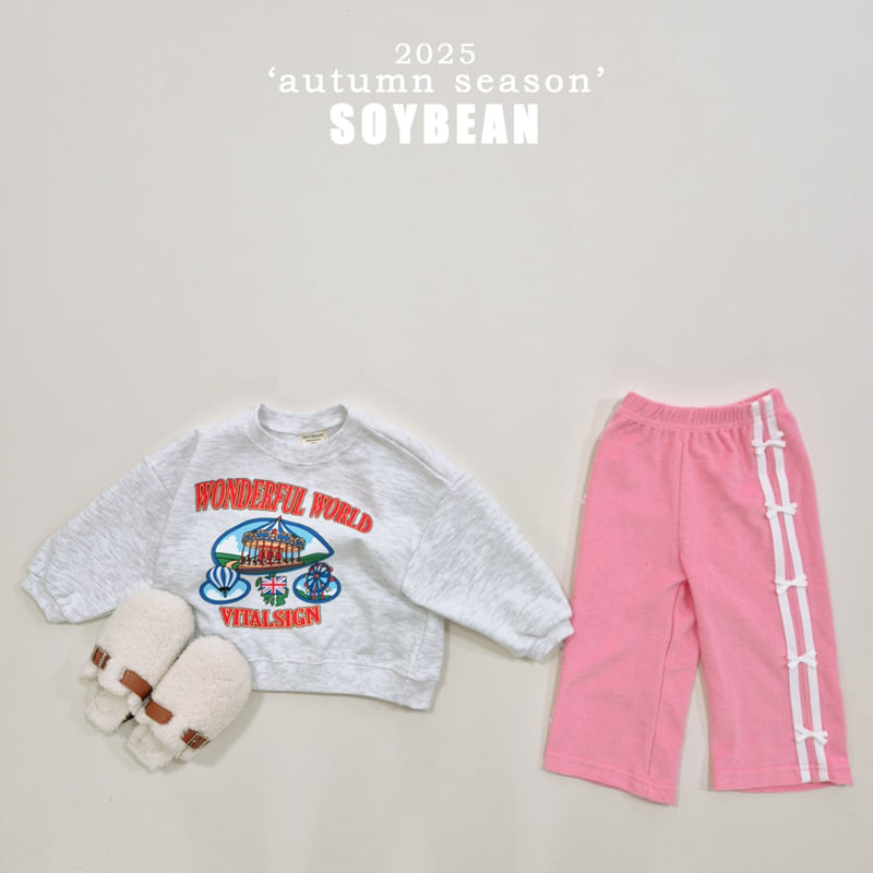 Soybean - Korean Children Fashion - #childrensboutique - Ribbon Terry Line Pants - 9